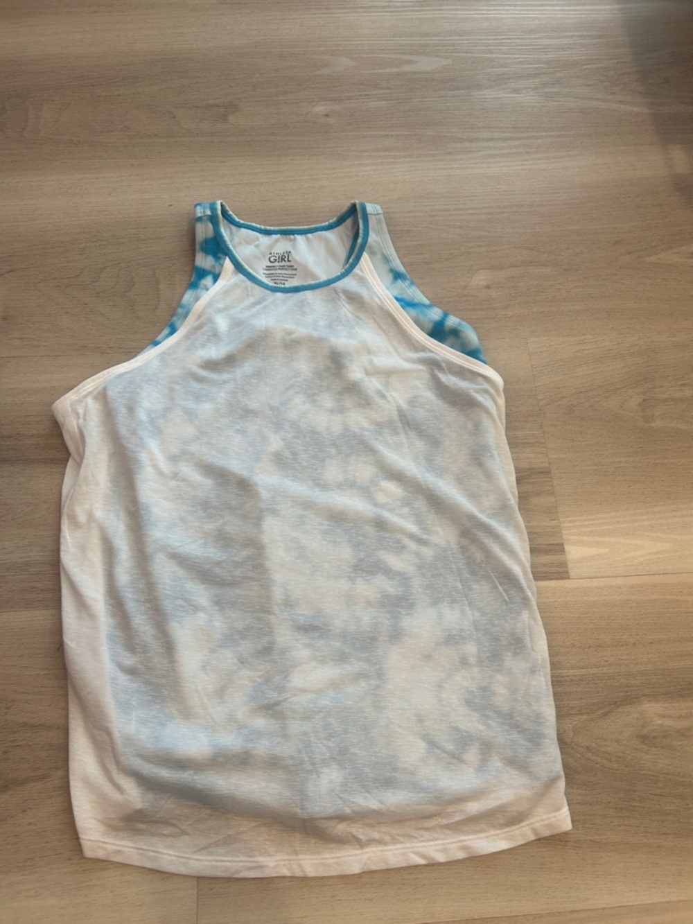Athleta Girl White Tank with Turquoise Trim